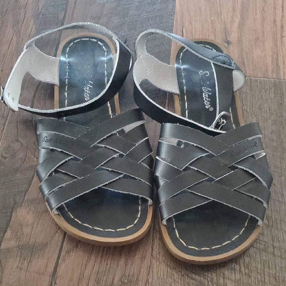 Salt Water Sandals Black Woven Leather Sandals